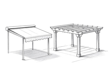 Baugenehmigung Terrassenüberdachung Bayern: Pergola, Markise und Terrassendach sind nicht automatisch dasselbe weißer Raum mit IsolettenDiese Begriffe werden oft ähnlich verwendet, baulich sind sie aber nicht gleich. Je nach Konstruktion kann die recht