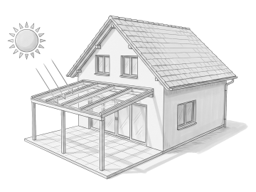 Hitzeschutz fürs Terrassendach: Unter Glas kann es im Sommer deutlich wärmer werden Testbild-nicht-entfernen Ein Glasdach schützt zuverlässig vor Regen, lässt aber gleichzeitig viel Sonnenenergie durch. Gerade bei südlicher oder westlicher Ausrichtu